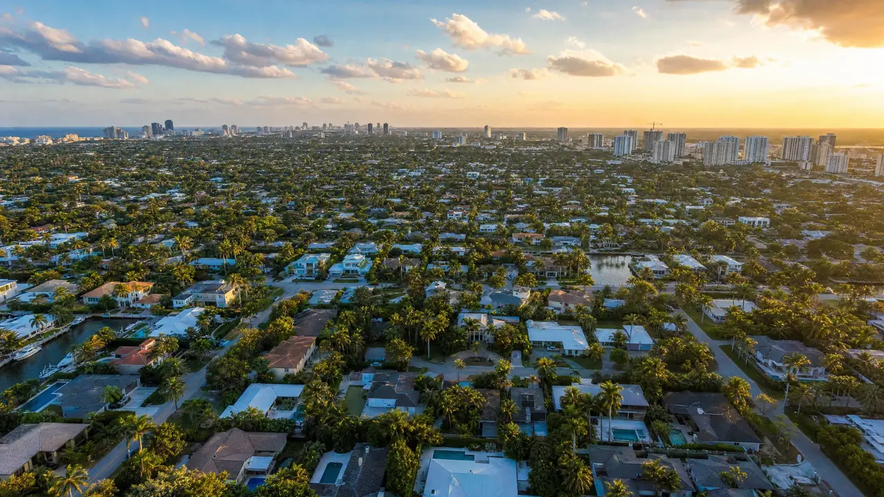 Aerial view of South Florida neighborhoods